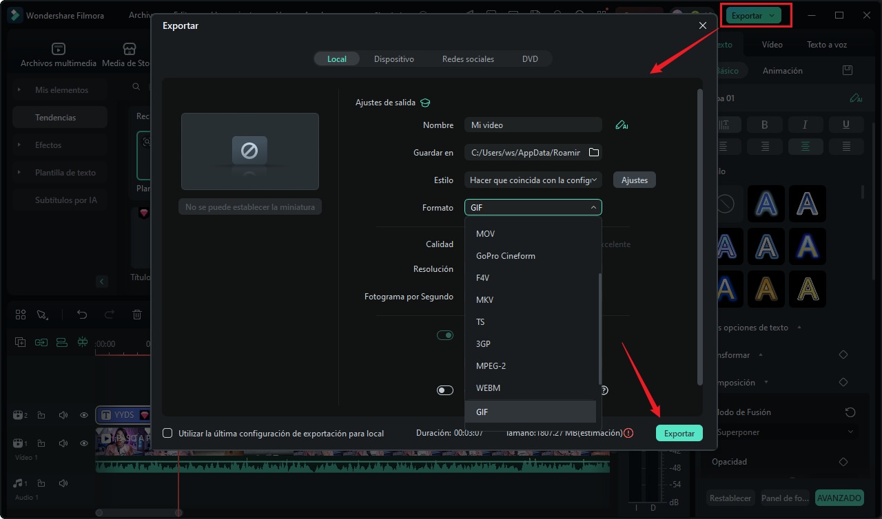 export video